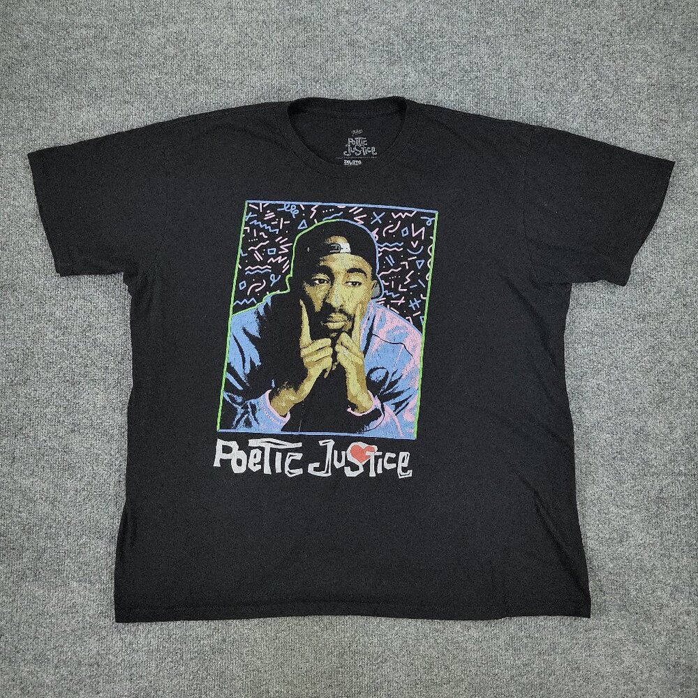 Poetic Justice Shirt Men's 2XL Black Tupac Shakur Movie Graphic Short Sleeve XXL